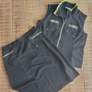 Cafe au lait 2 piece set black lime green medium vintage